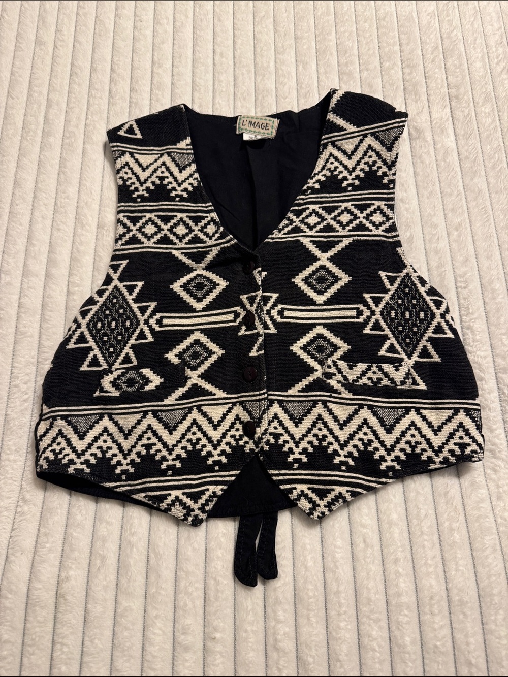 Vintage L’IMAGE Black & White Geometric Knit Vest